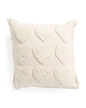 16x16 French Knot Heart Pillow | TJ Maxx