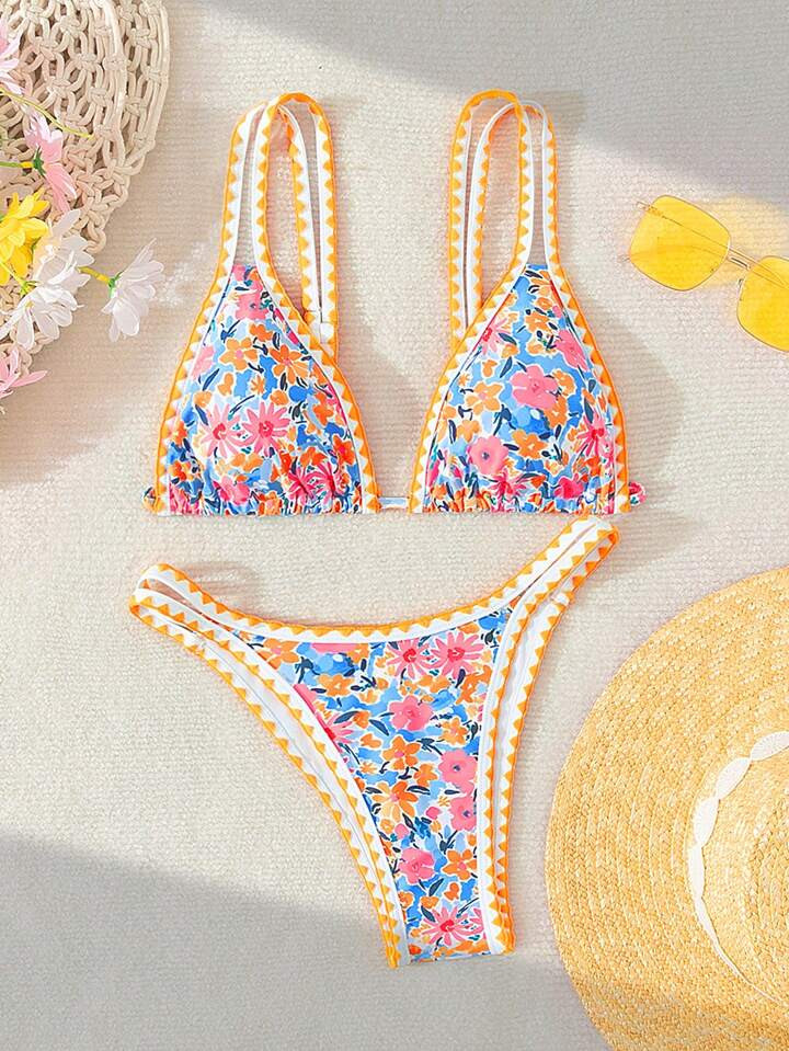 SHEIN Swim Mod Women's Floral Print Bikini Set, Random Print, Beachwear For Summer,Summer Beach | SHEIN
