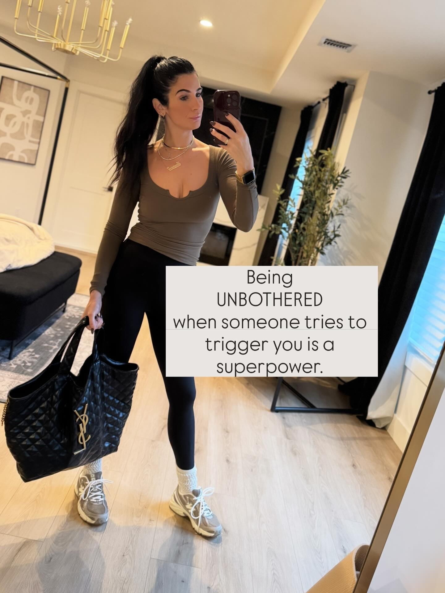 It’s a lifestyle 🤎

Leggings and top: @joahbrown 
Socks: @amazon (comment shop for link)
Sneakers: @newbalance 
Bag: @ysl 

#unbothered #lifestyle #itsavibe #takebackcontrolofyourlife 
#youareworthit #mindset

#LTKActive #LTKdayinmylife #LTKmomlife