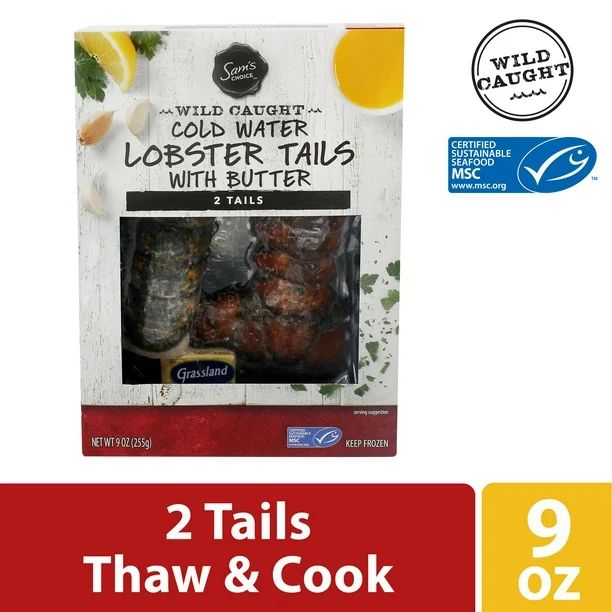 Sam's Choice Frozen Wild Caught Cold Water Lobster Tails with Butter, 9 oz - Walmart.com | Walmart (US)
