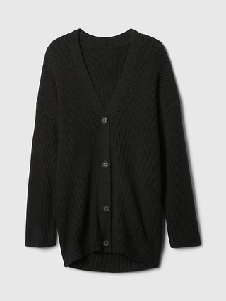 CashSoft Shaker-Stitch Boyfriend Cardigan | Gap (US)