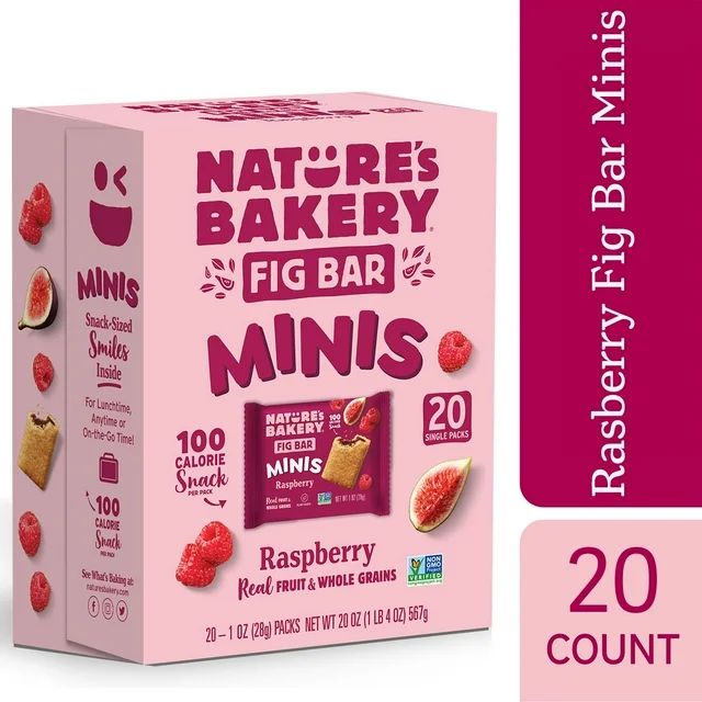 Nature’s Bakery, Raspberry Fig Bar Minis, 1 oz, 20 Count | Walmart (US)