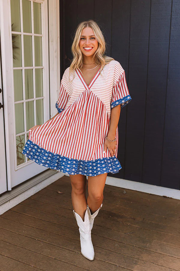 Faith and Freedom Stripe Babydoll Mini Dress | Impressions Online Boutique