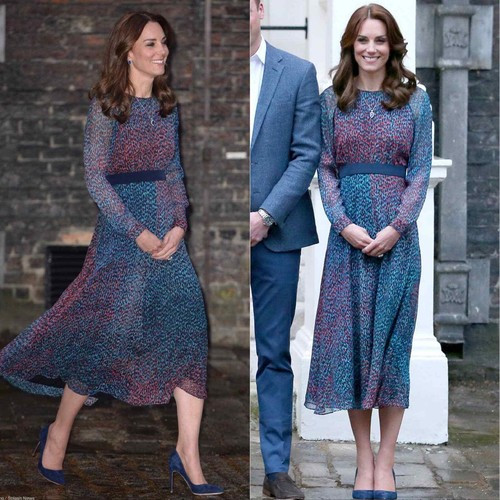 L.K. Bennett NEW NWT Kate Middleton Addison Midi Dress Blue Women's 8 | eBay US