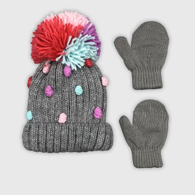 Baby Girls' Hat And Glove Set - Cat & Jack™ Grey 12-24M | Target