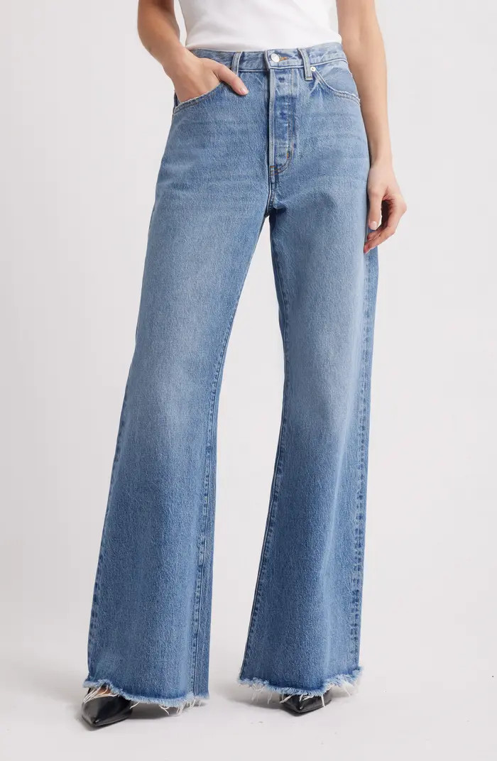 FRAME The Lax Frayed High Waist Flare Jeans | Nordstrom | Nordstrom