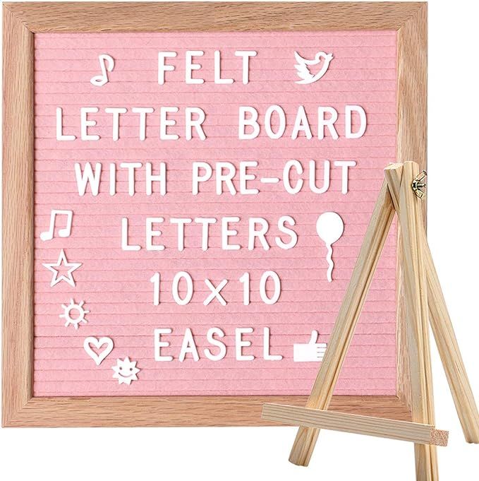 Light Pink Felt Letter Board 10x10 Inches + 374 3/4’’ Pre-Cut White Letters. Changeable Lette... | Amazon (US)