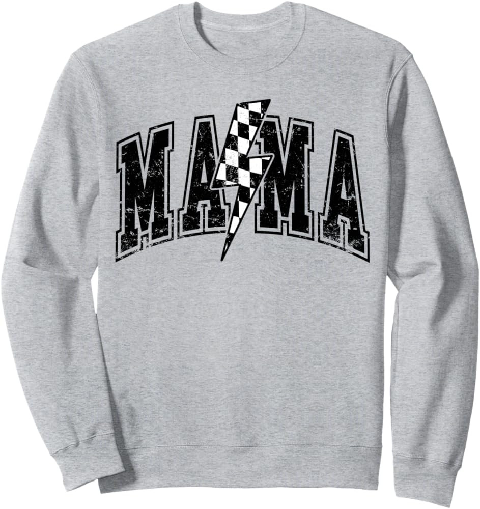 Mama Lightning Bolt Checkered Varsity For Mom Women Sweatshirt | Amazon (US)