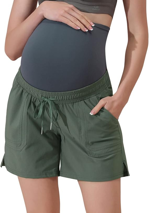 Maacie Maternity Hiking Shorts Quick Dry Waterproof 5" Workout Sports Shorts Outdoor Casual | Amazon (US)