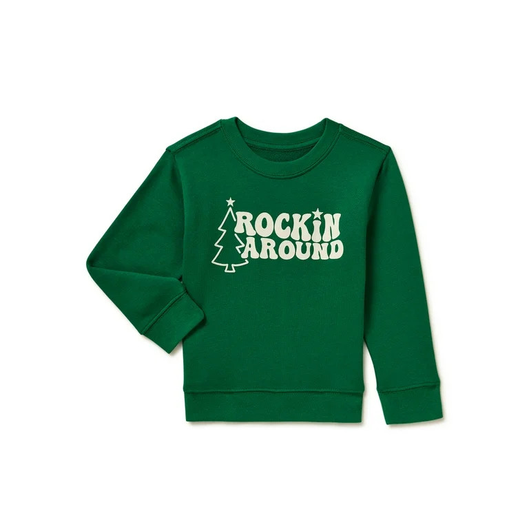 Holiday Time Baby and Toddler Boys Graphic Print Christmas Sweatshirt, Sizes 12 Months-5T - Walma... | Walmart (US)