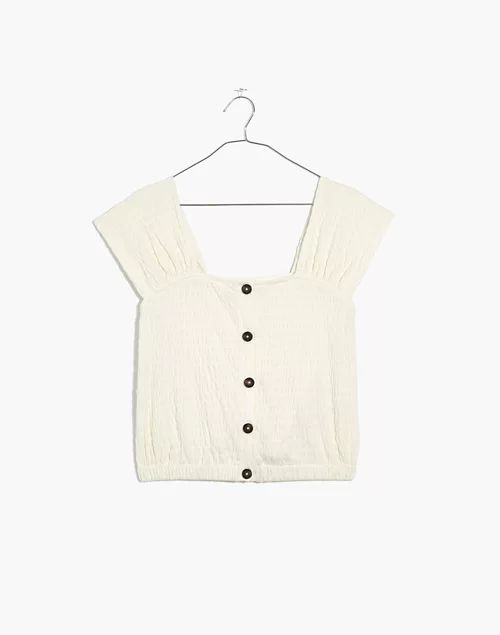 Crinkle-Knit Button-Front Top | Madewell