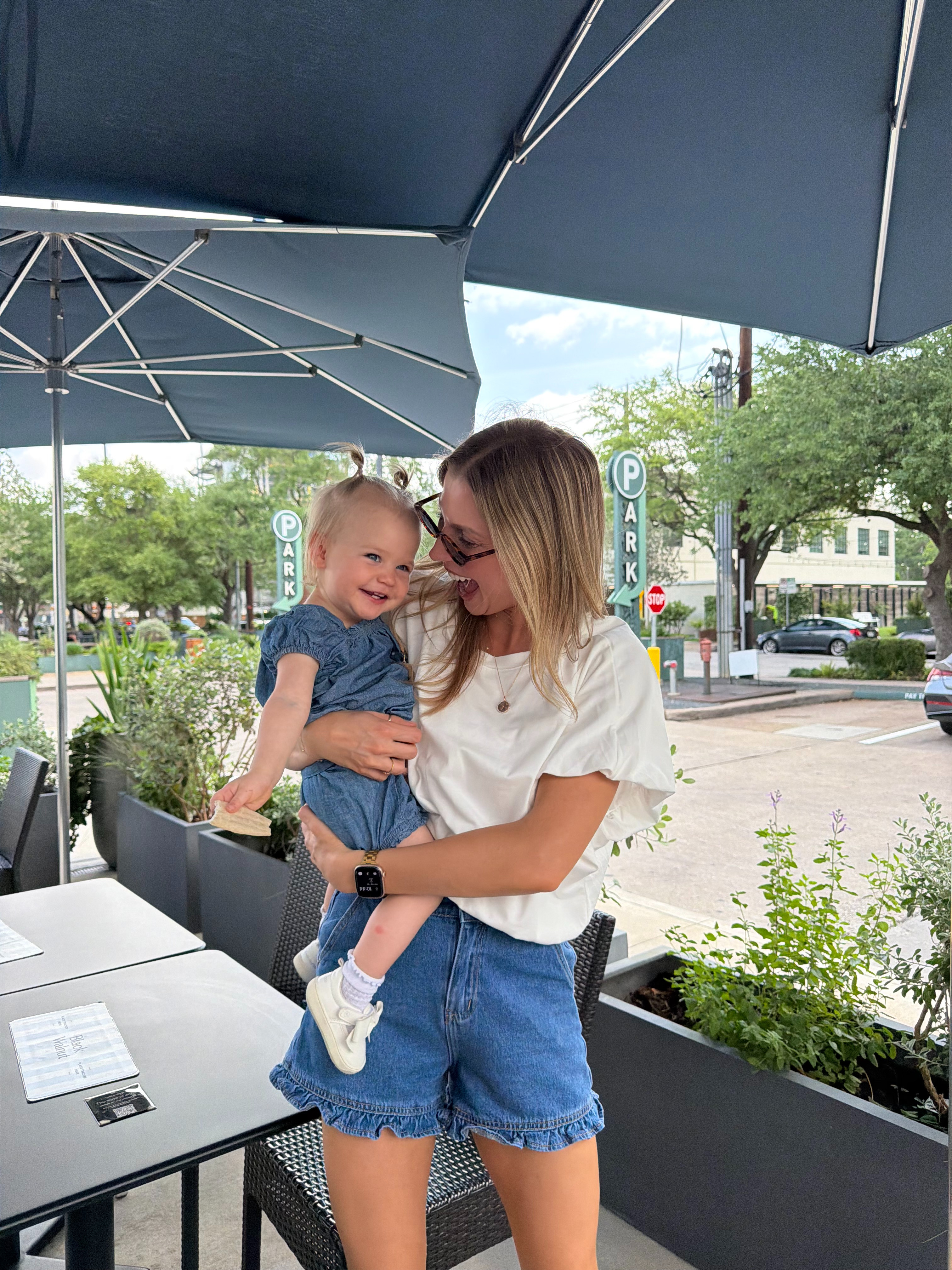 Summer comfy but cute mom outfit | 2 in shorts +M bubble tee 

 #LTKootd #LTKmomlife #LTKBaby
