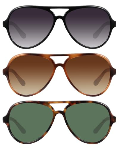 YDAOWKN Classic Aviator Sunglasses for Women Men Retro Double Bridge Womens Mens Aviators Shades Sun Glasses | Amazon (US)