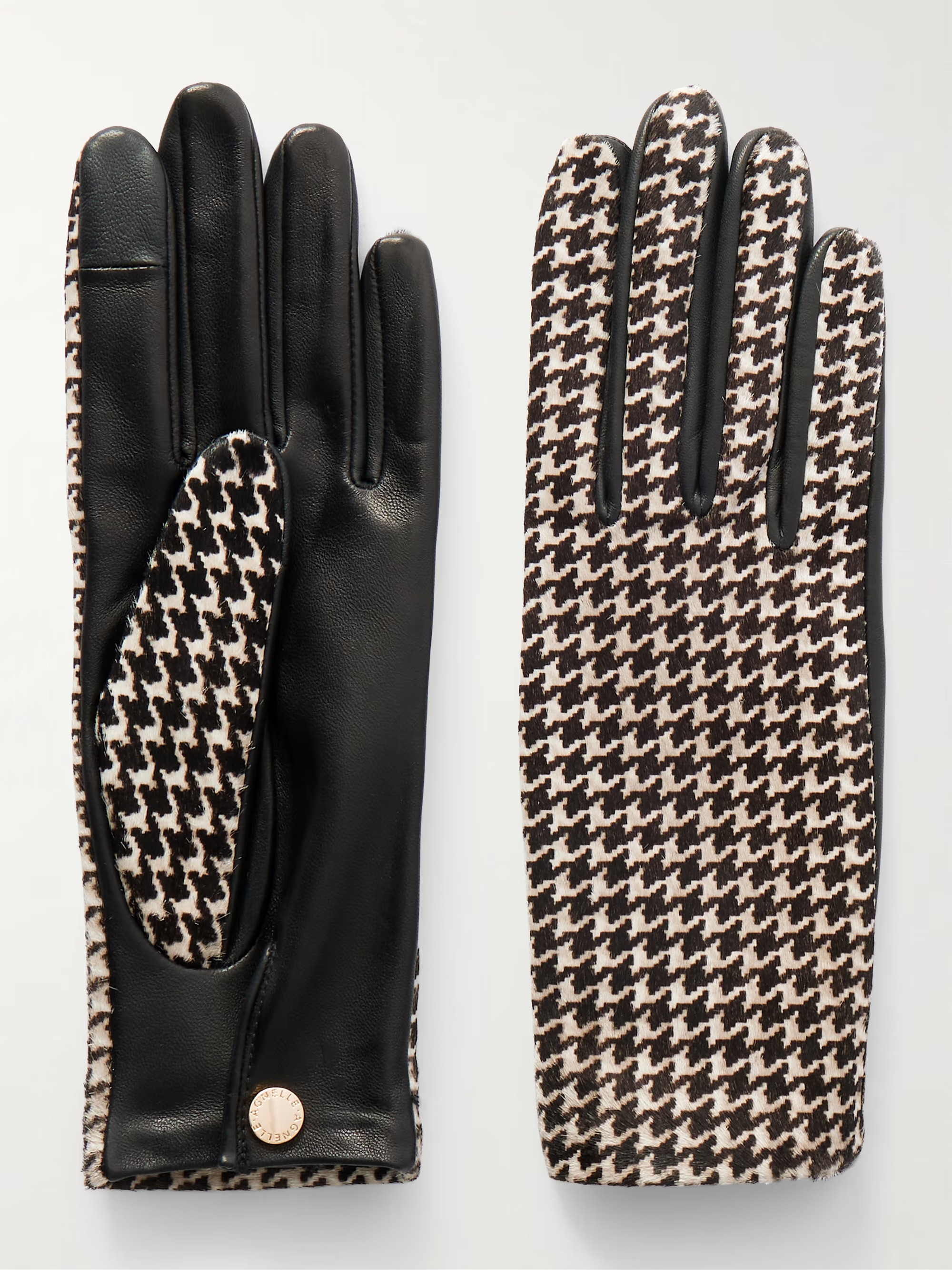 Susan houndstooth calf hair and leather gloves | NET-A-PORTER (UK & EU)