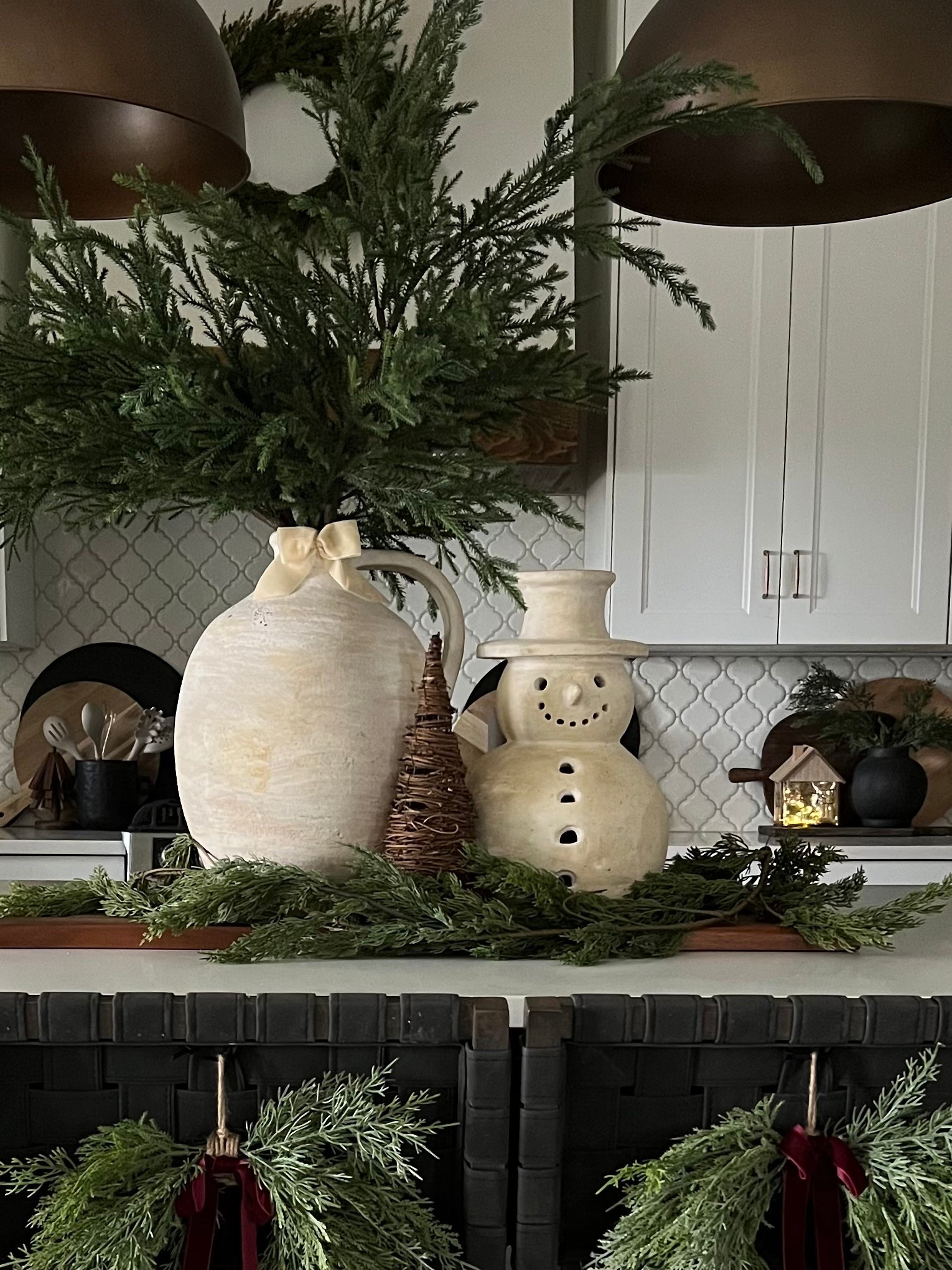 Holiday favorites!
No regrets with purchasing the Terra cotta snowman…100% worth it.
My favorite cypress branches are back in stock! 
Holiday home 
Christmas decor