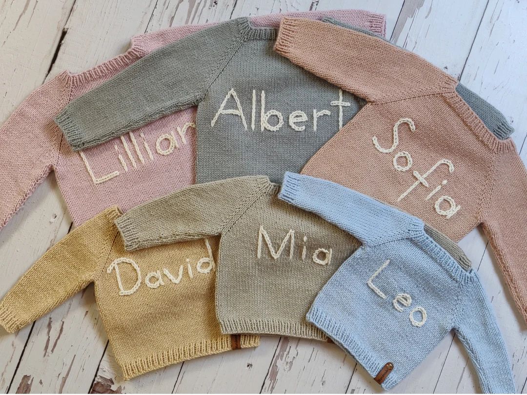 Personalized Handmade Sweater With Name Embroidered for Baby - Etsy | Etsy (US)