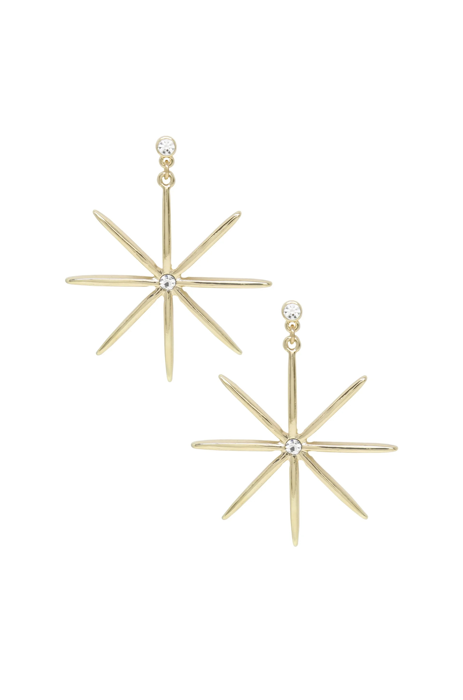 Ettika Women's Gold Tone & Clear Starburst Statement Earrings | Walmart (US)