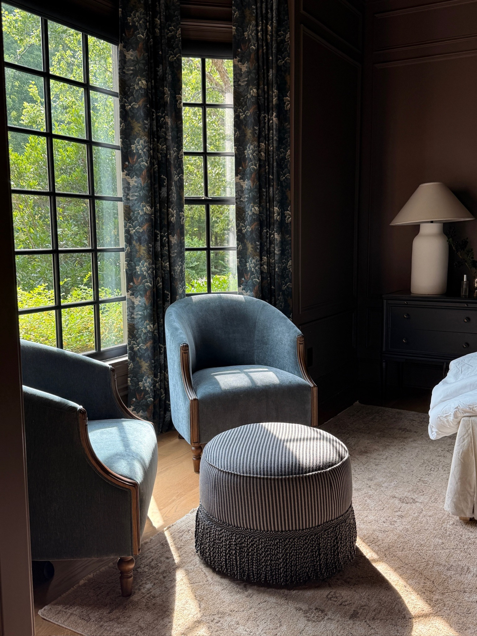 Loving the way this Arhaus ottoman looks in the primary bedroom with the upholstered chairs from our Pottery Barn collection (these come in multiple colors/fabrics!)

#LTKHome