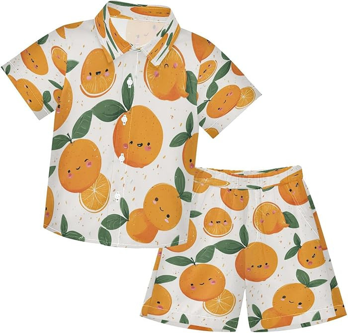 Funny Orange Fruit Boy Summer Shorts Sets Hawaiian Toddler Boys T-Shirt & Pants 2 Pcs 3T | Amazon (US)