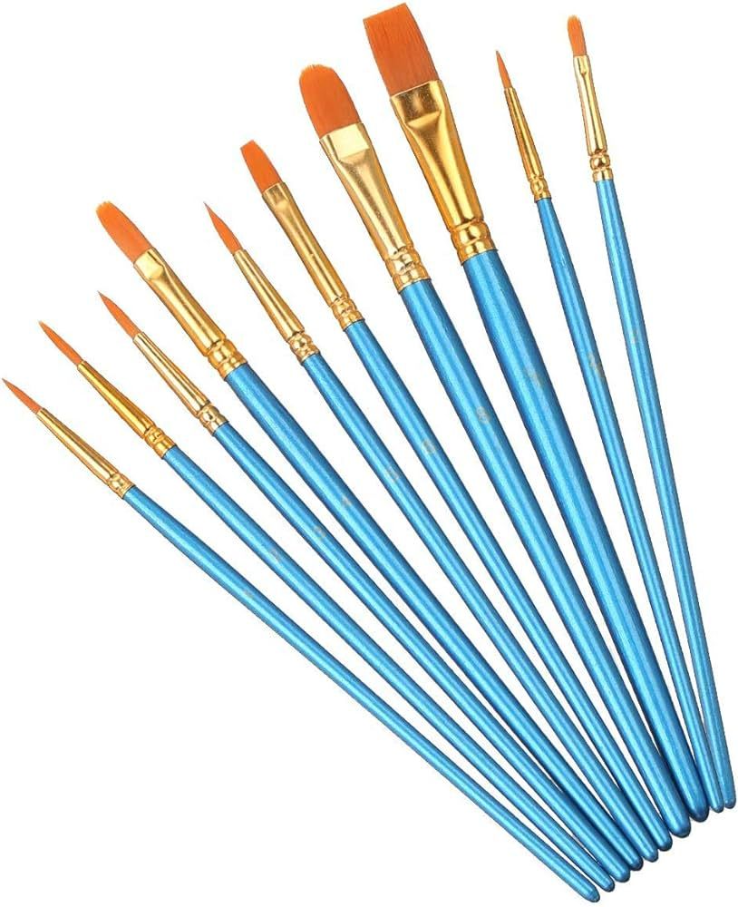 Elisel Paint Brush Set, 10 pcs Nylon Hair Art Paint Brushes for Acrylic Painting for Acrylic Oil ... | Amazon (US)