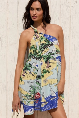 Celandine Asymmetrical Linen Blend Mini Dress | Anthropologie (US)