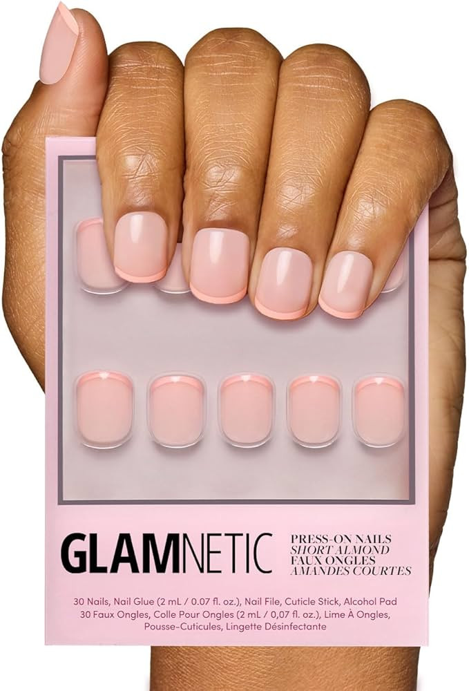 Glamnetic Press On Nails - French Peach | Super Short Pastel Peach French Tips with a Glossy Fini... | Amazon (US)
