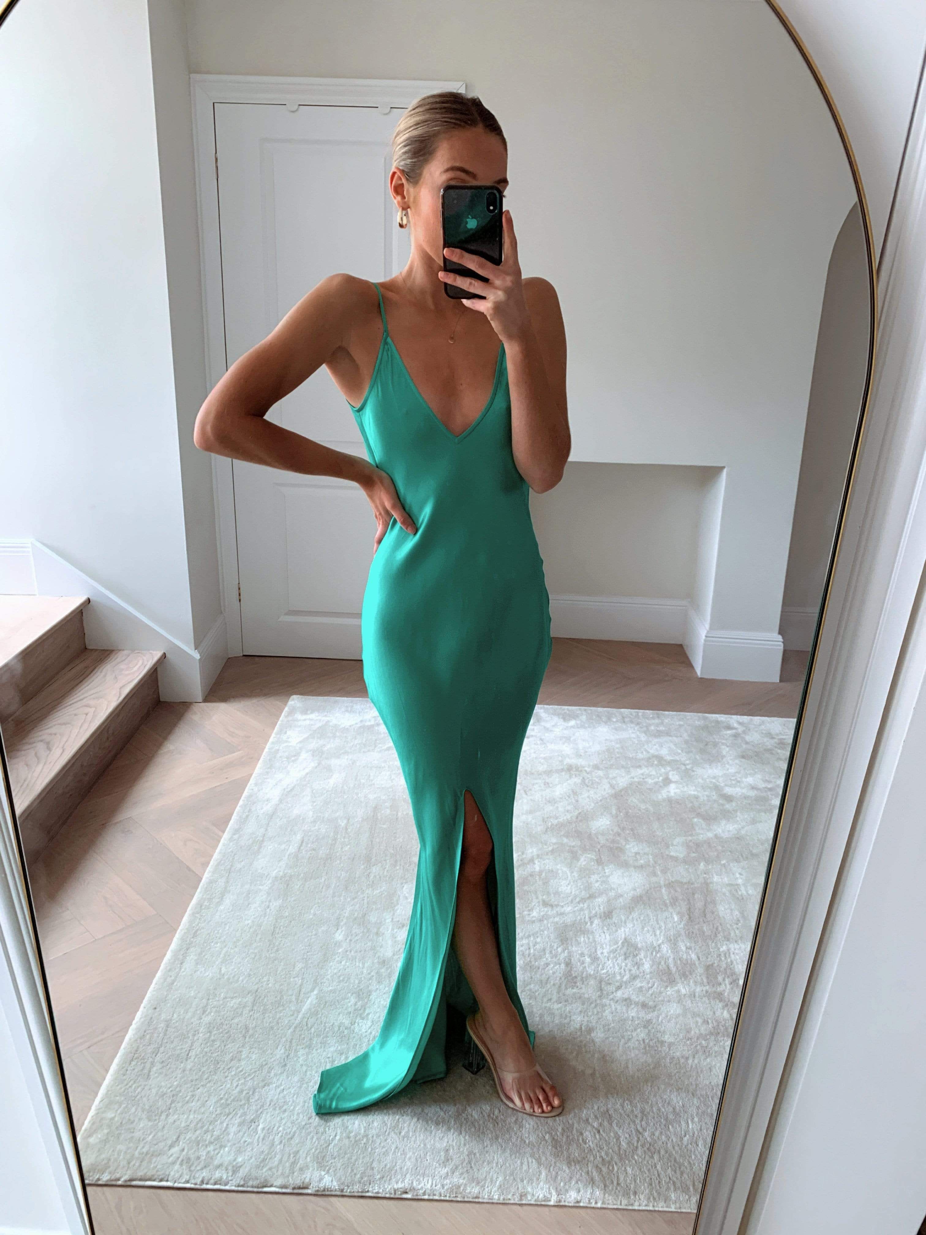 Jode Maxi Split Dress - Green | Pretty Lavish (UK)