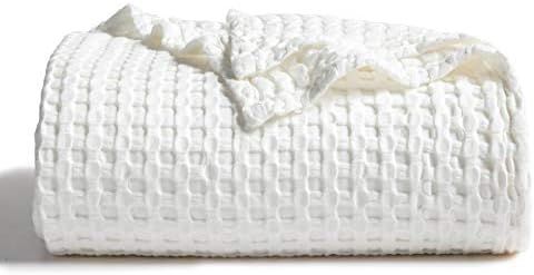 Bedsure White Cotton Blanket 50% Bamboo Blanket Queen Size - Waffle Weave Blanket for Bed | Amazon (CA)