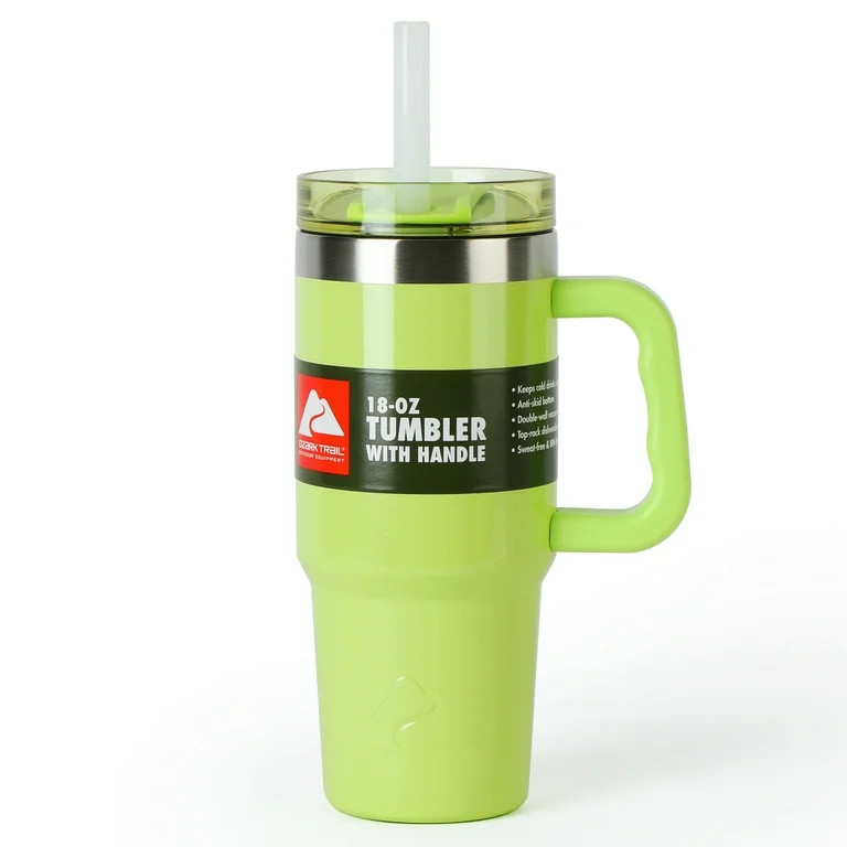 Ozark Trail 18 oz Insulated Stainless Steel Tumbler with Handle, Sonic Lime Green | Walmart (US)