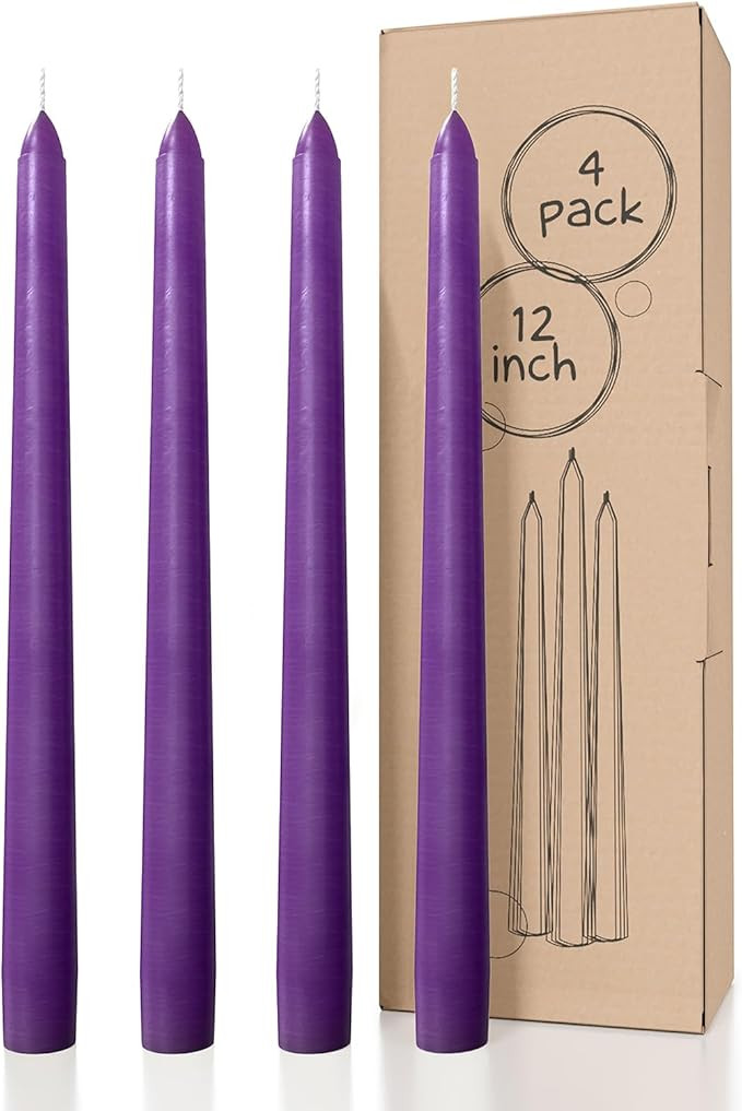 CANDWAX 12 inch Taper Candles Set of 4 - Dripless and Smokeless Candle Unscented - Slow Burning C... | Amazon (US)