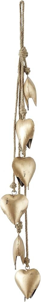 Deco 79 Metal Heart Decorative Cow Tibetan Inspired with 6 Bells on Jute Hanging Rope, 4" x 2" x ... | Amazon (US)