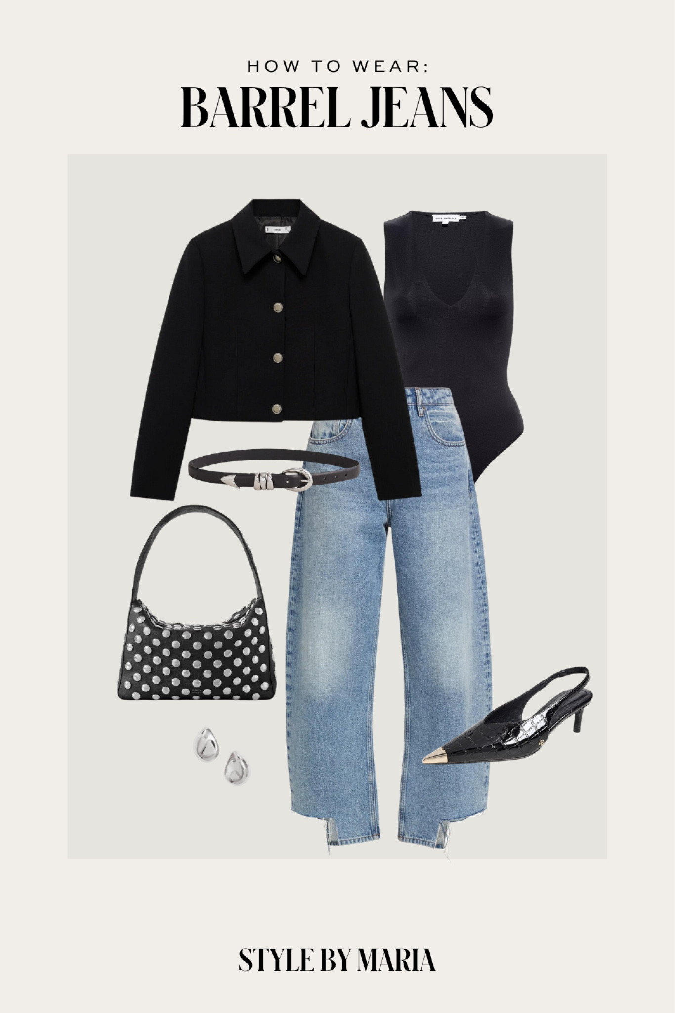 Styling my favorite fall trends - barrel jeans 
Fall outfit idea
Mango cropped jacket
Frame barrel jeans
Anine bing slingback pumps
Khaite Elena studded bag 
Madewell belt
Good American bodysuit 

#LTKStyleTip #LTKSeasonal #LTKShoeCrush