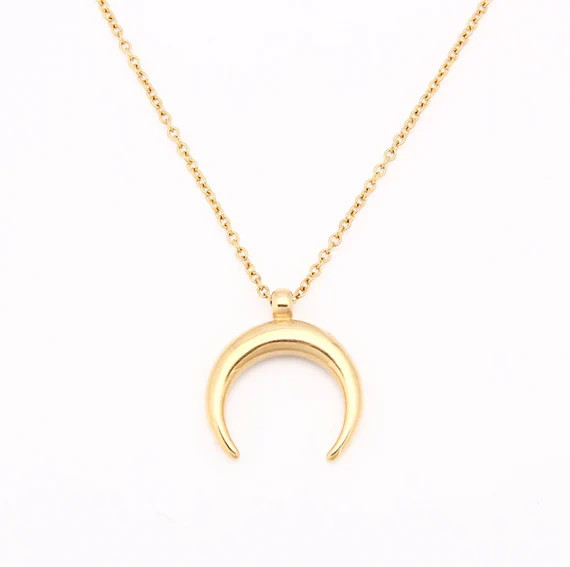 Gold Crescent Charm Necklace  Gold Necklace  Gift for Her  - Etsy | Etsy (US)