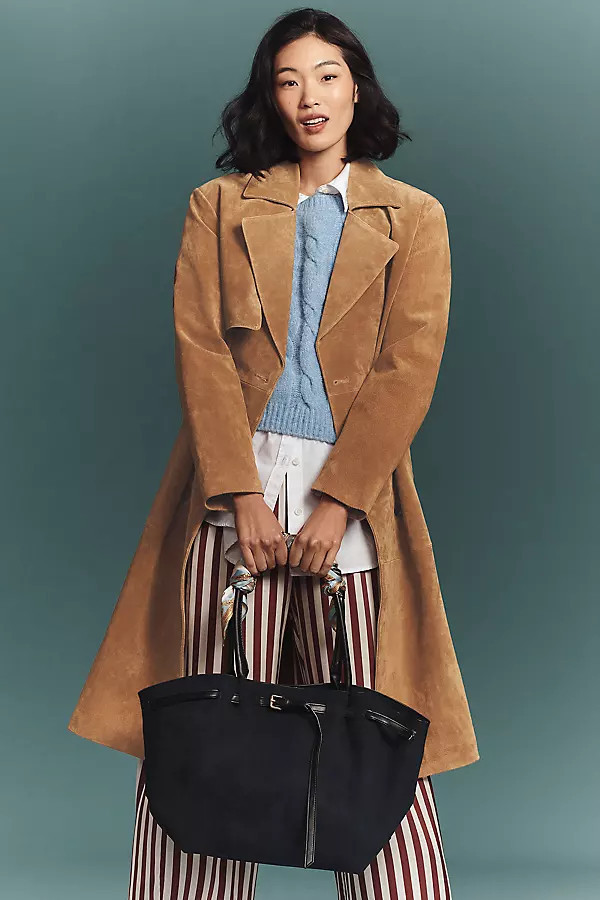Faux-Suede Belted Tote | Anthropologie (US)