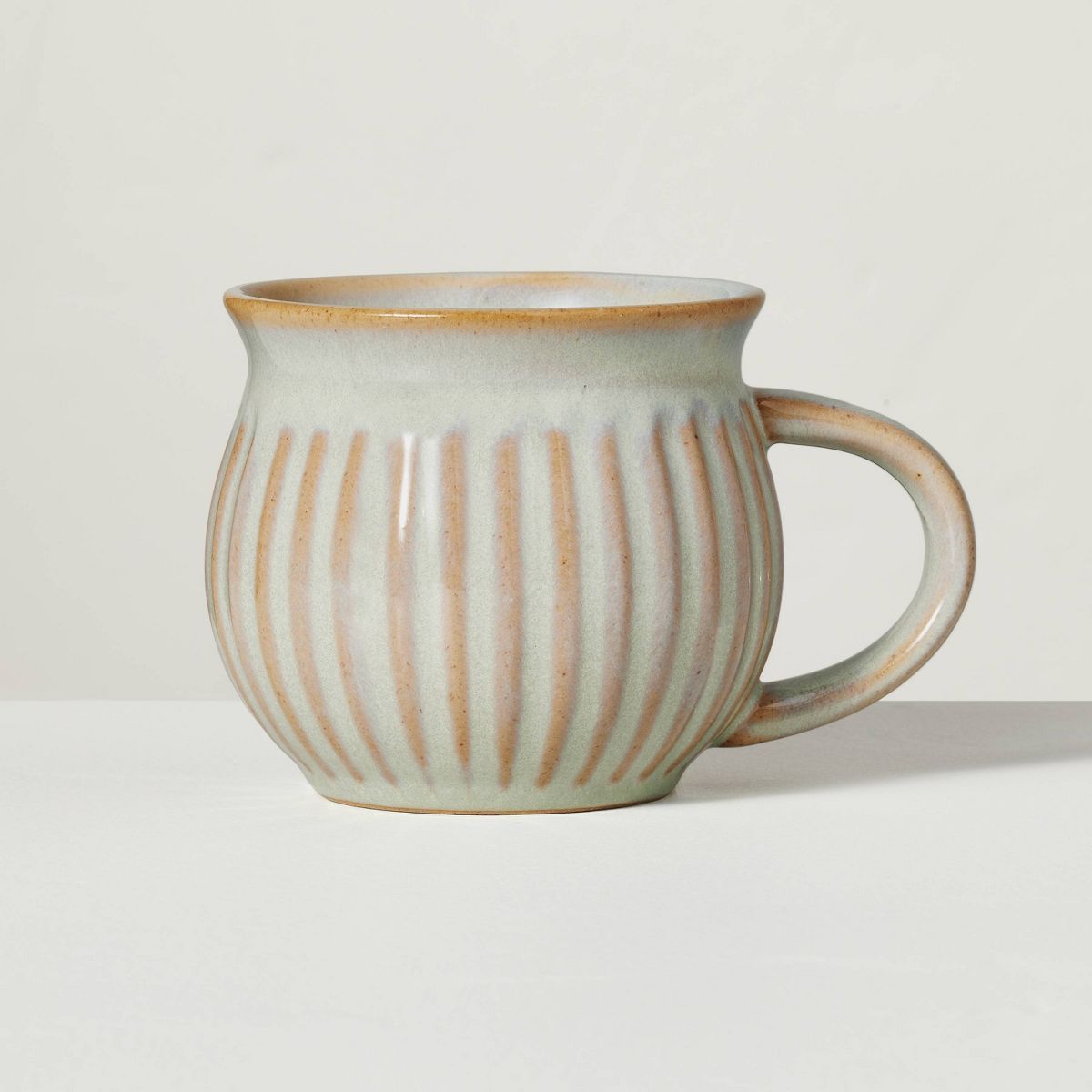 13.5oz Fluted Stoneware Round Mug Light Green - Hearth & Hand™ with Magnolia | Target