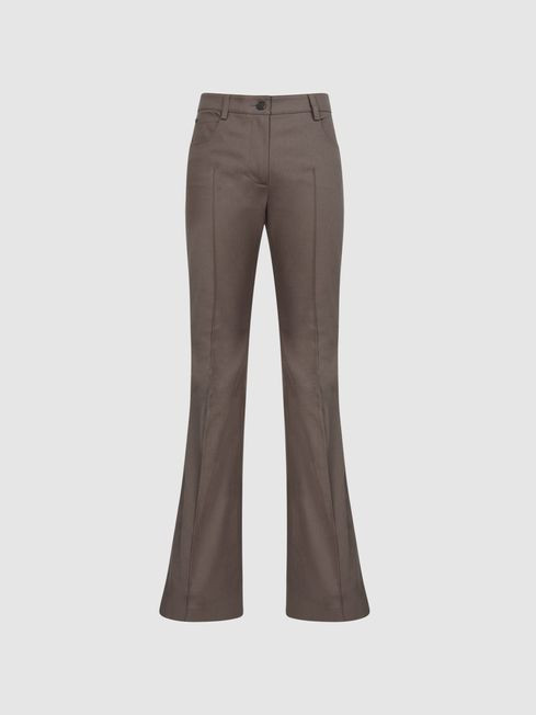 Reiss Mink Florence Regular High Rise Flared Trousers | Reiss (UK)