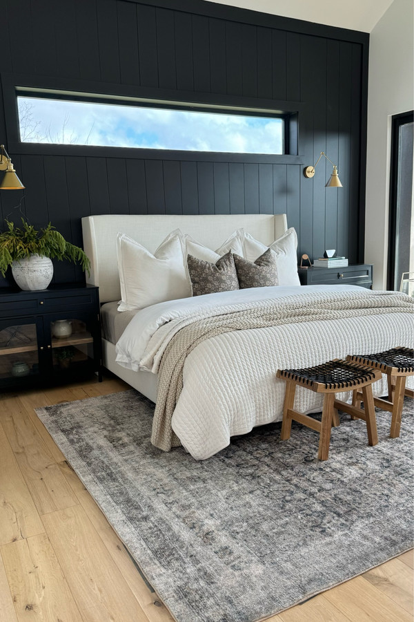 Easy Saturday morning in our moody bedroom!