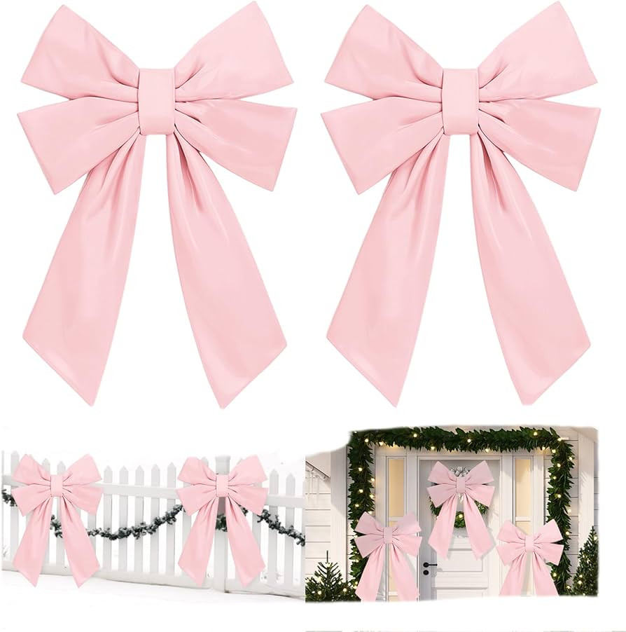 Hungdao 2 Pack Large Pink Wreath Bows 24”x36” Waterproof Fabric Bows Outdoor Wedding Decorati... | Amazon (US)