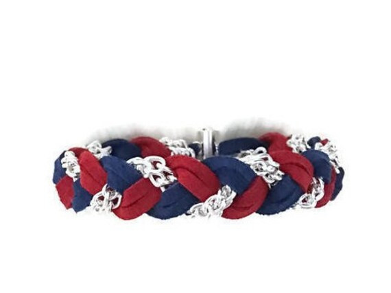 Braided Bracelet in Patriotic  Suede Bracelet Colorful Braid - Etsy | Etsy (US)