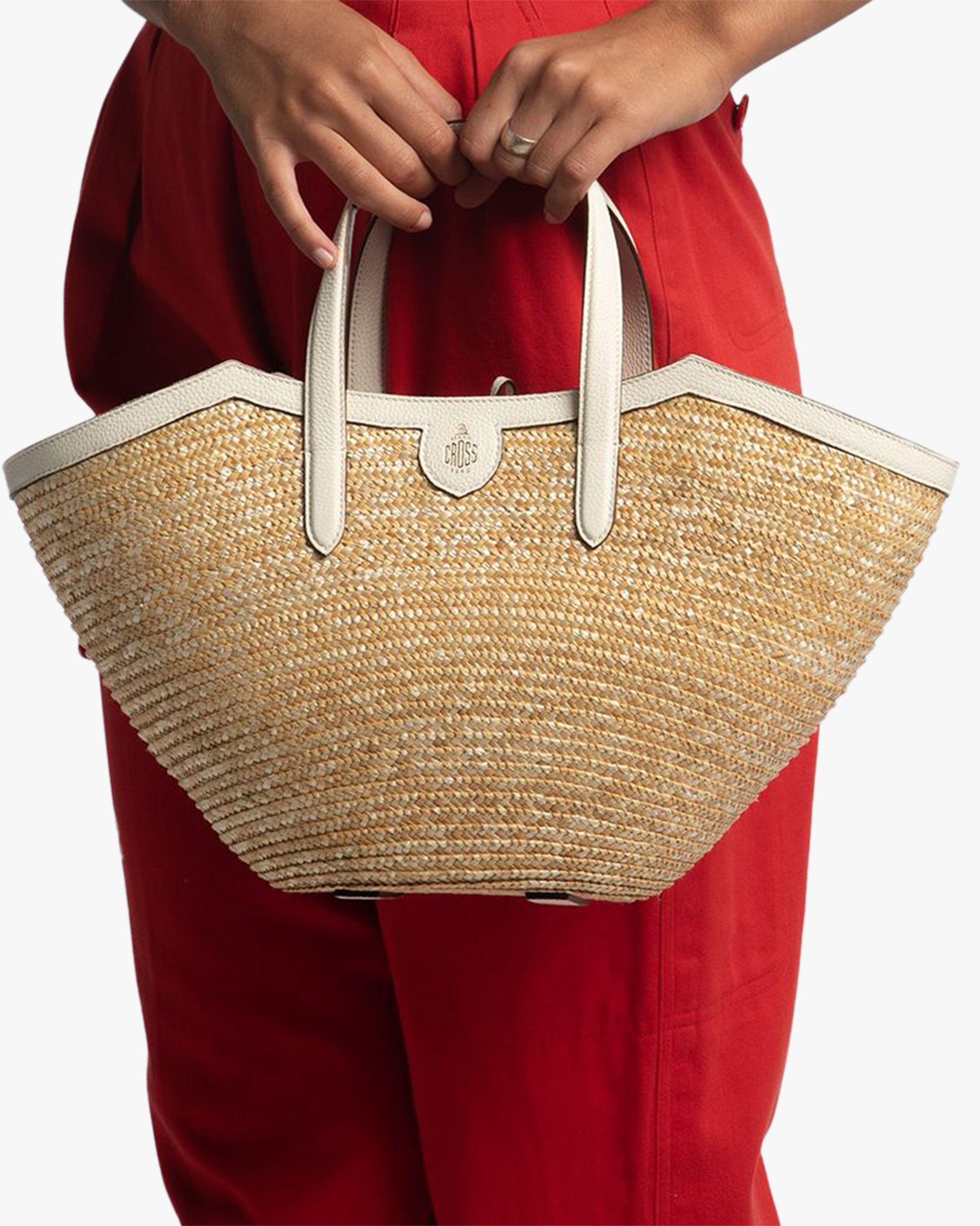 Madeline Straw & Leather Basket Bag | Olivela