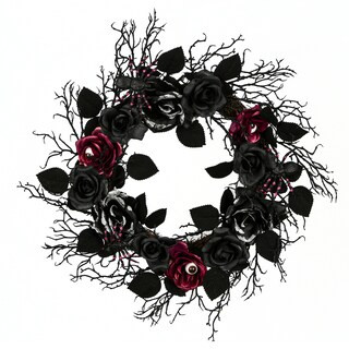 22" Halloween Black Rose Wreath | Michaels | Michaels Stores