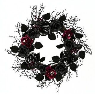 22" Halloween Black Rose Wreath | Michaels | Michaels Stores