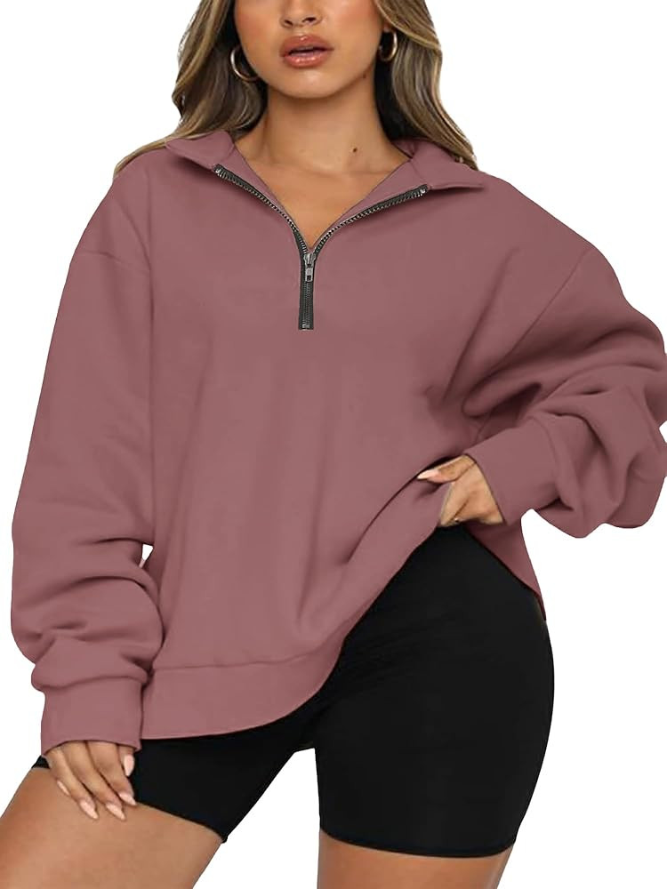 Chulianyouhuo Womens Plus Size Half Zip Pullover Long Sleeve Oversized Sweatshirt Drop Shoulder H... | Amazon (US)