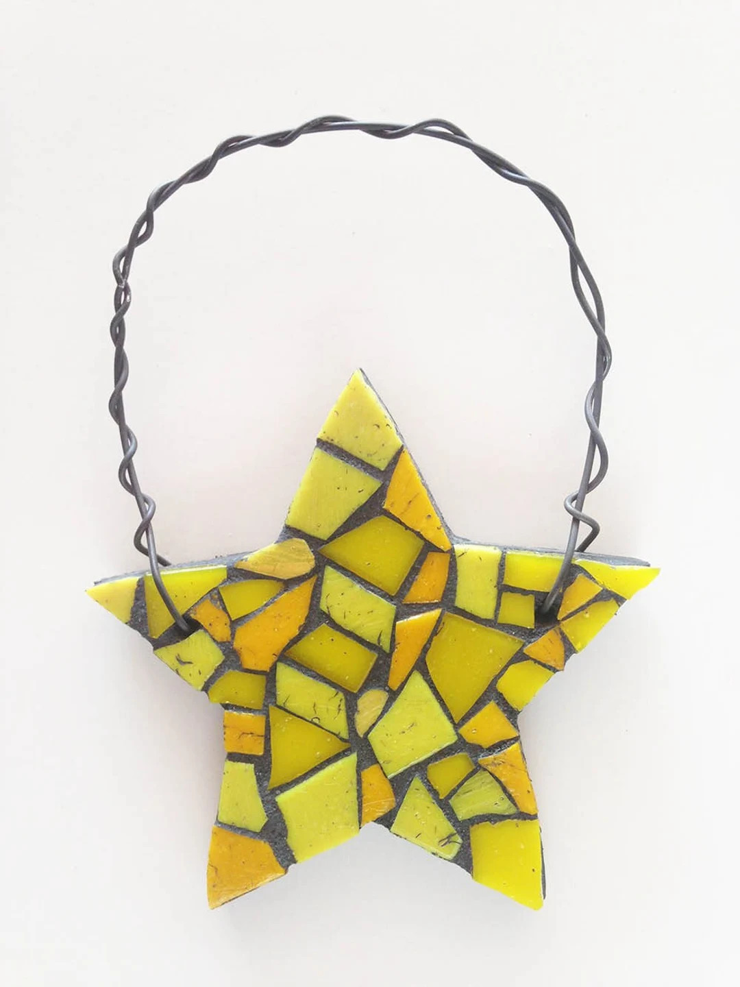 Gold Star Mosaic Ornament Christmas Holiday Home Decor Yellow Iridized Glass Canary Iridescent De... | Etsy (US)