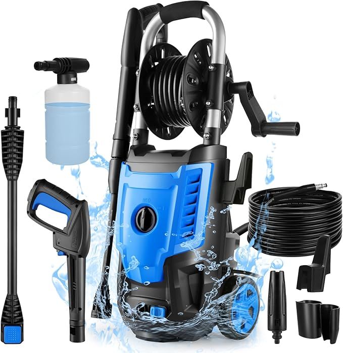Suyncll Electric Pressure Washer with Hose Reel, 2.5-GPM Power Washer SY 3500 1800W High Pressure... | Amazon (US)