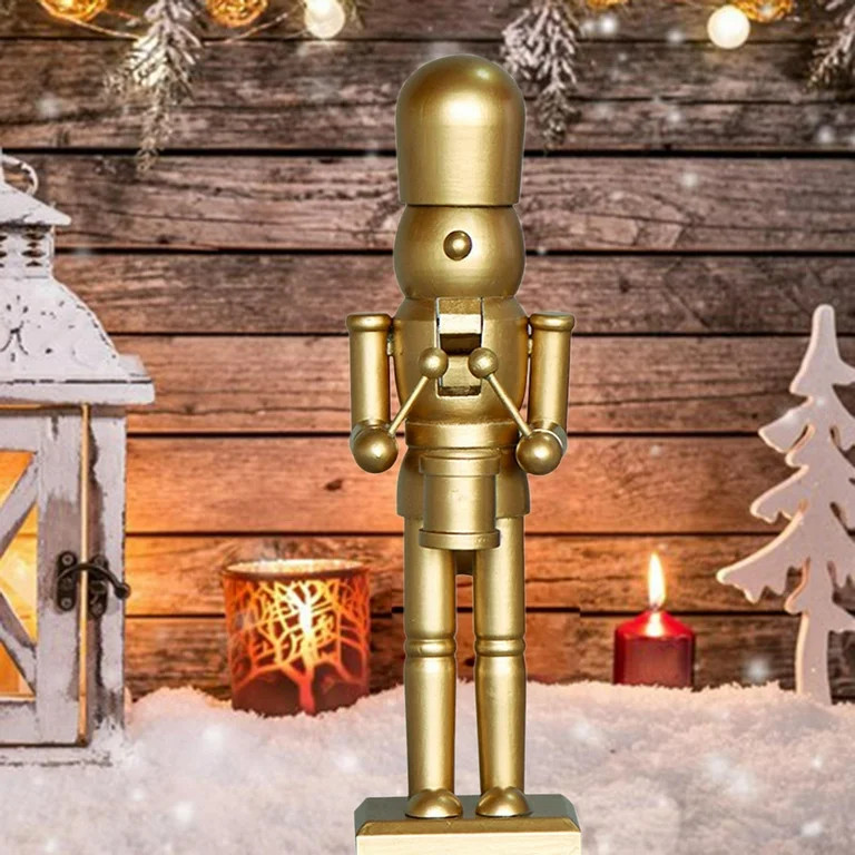 25cm Golden Wood Nutcracker Soldier Drummer Handmade | Walmart (US)