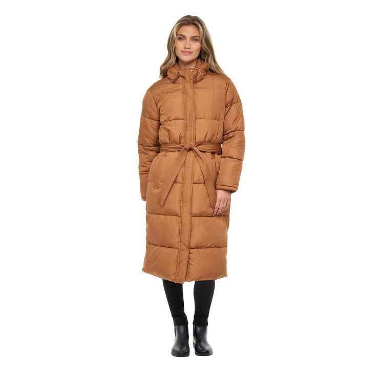 Women's Long Puffer Jacket Coat with Hood - S.E.B. By SEBBY | Target
