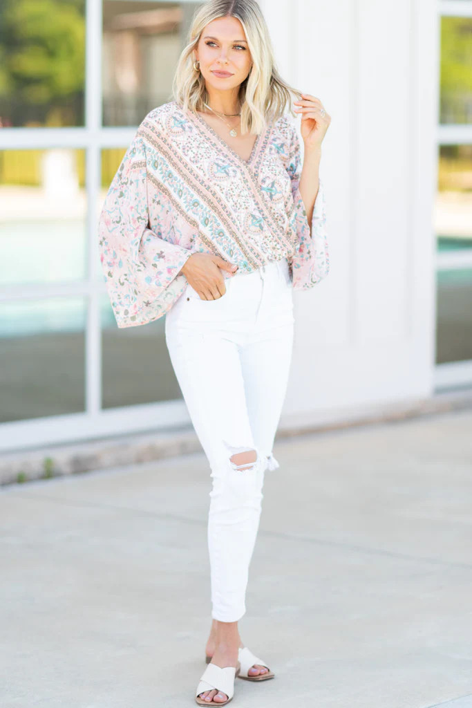 Feeling Renewed Blush Pink Mixed Print Bodysuit | The Mint Julep Boutique