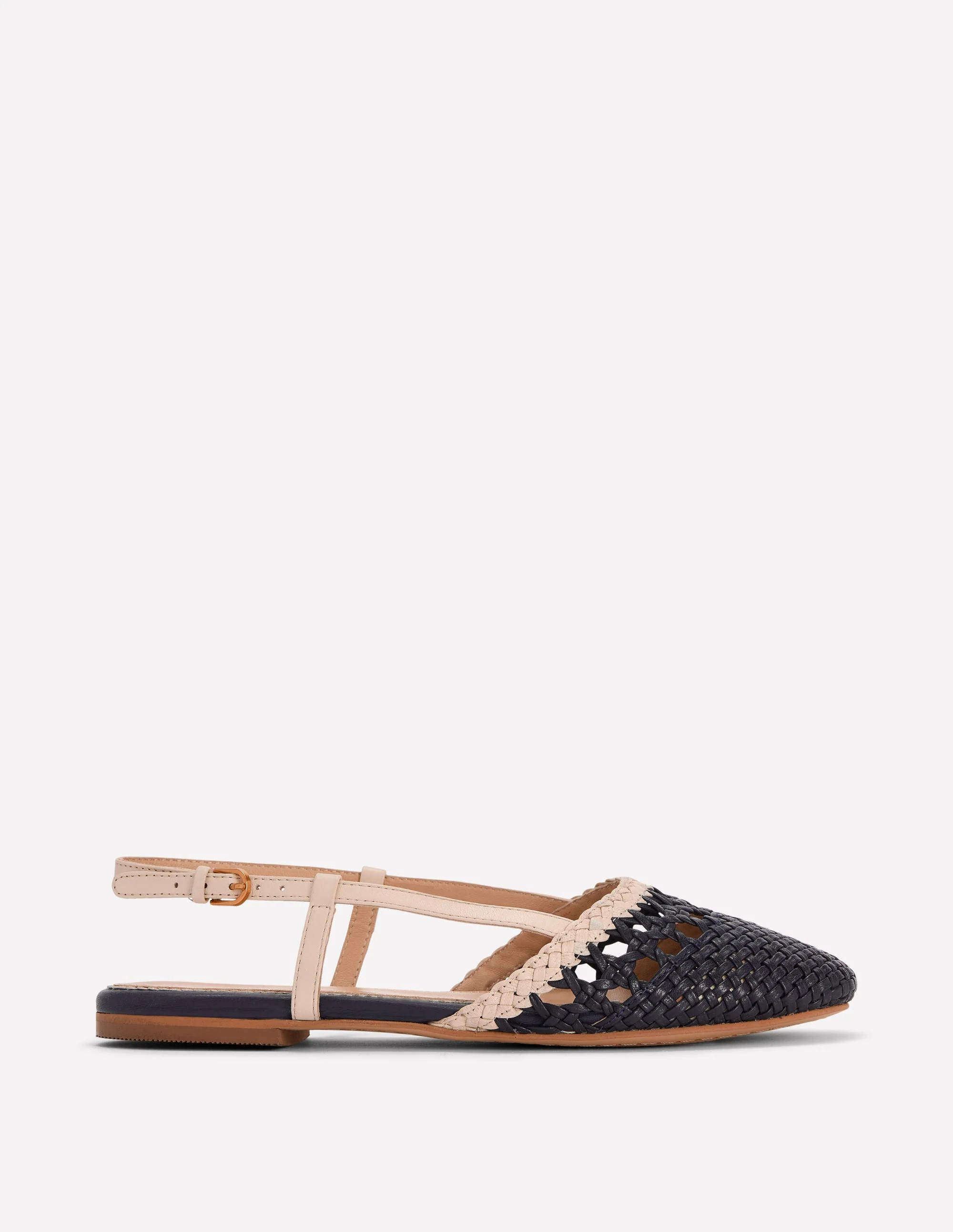 Woven Slingback Flats-Navy/Ivory | Boden (US)