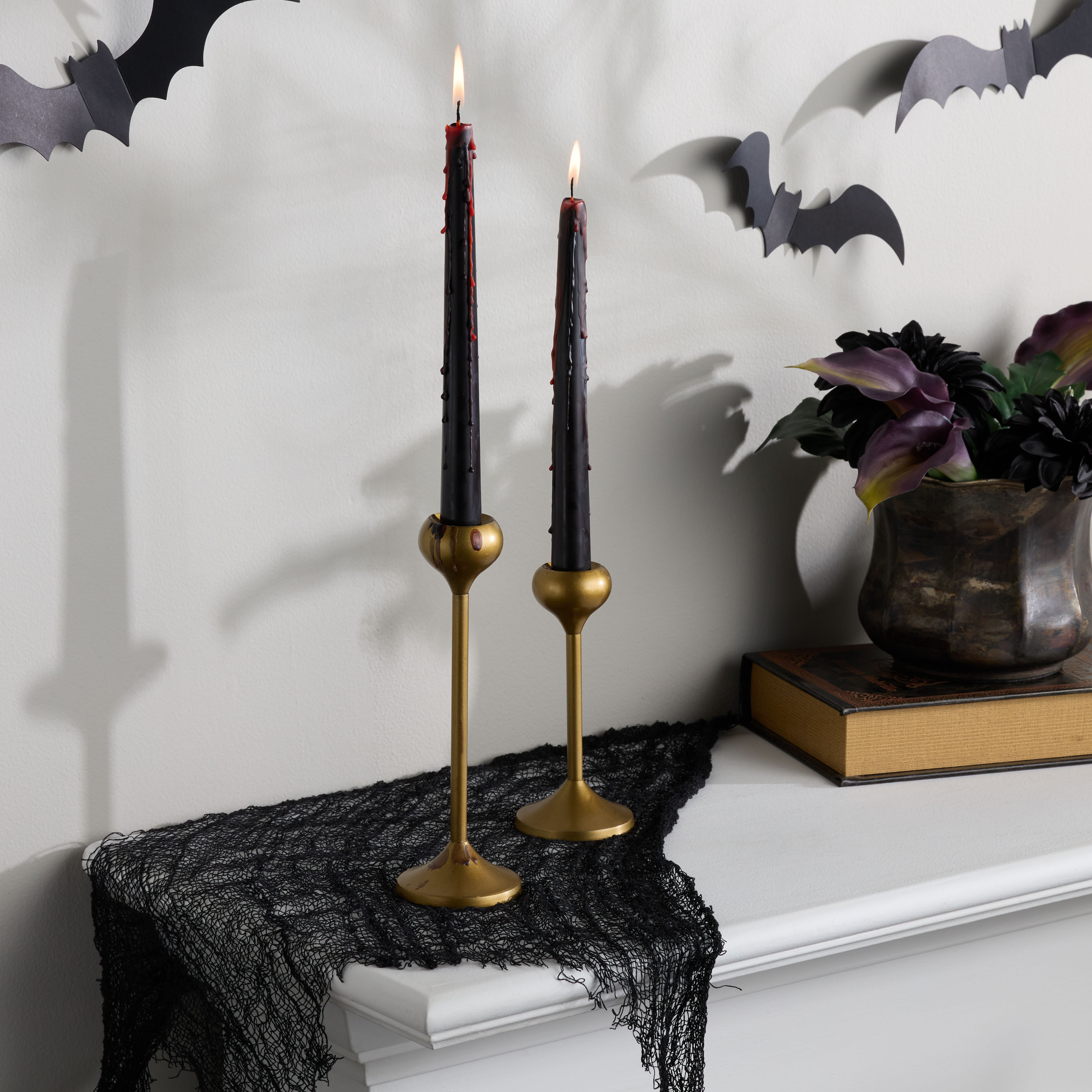 Black Dripping Blood Halloween Taper Candles 2 Pack | World Market